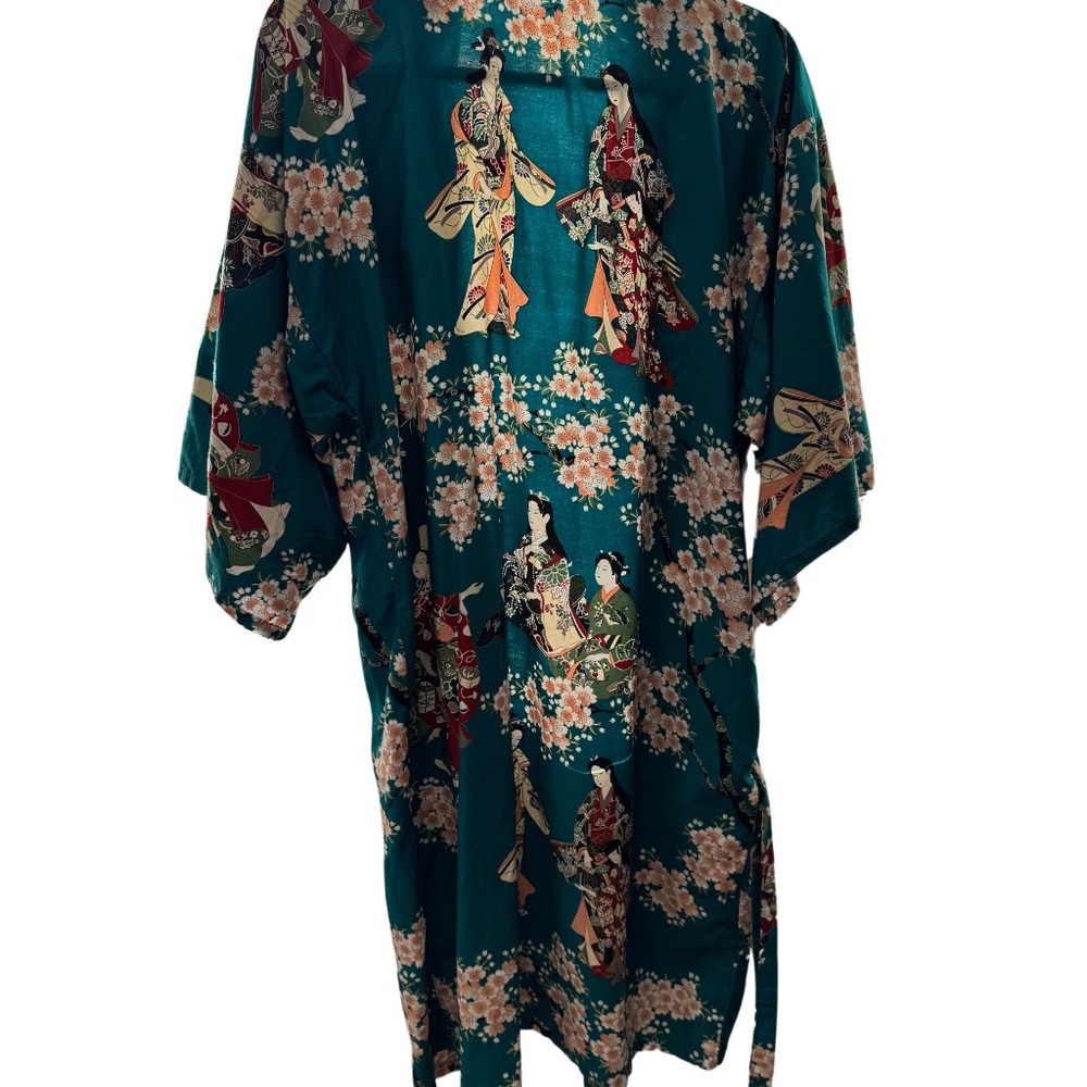 Stylish floral teal designed kimono (UNISEX)
